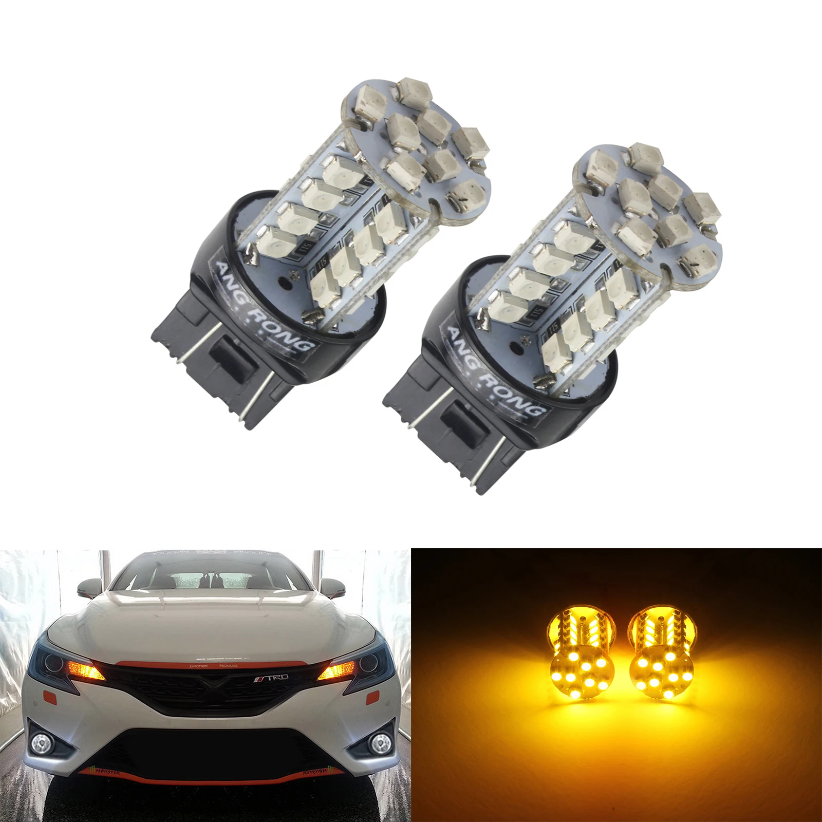 ANGRONG 2x580 582 LED 40 SMD Янтарный W21/5 W T20 DRL задние дневные ходовые лампочки|Сигнальная