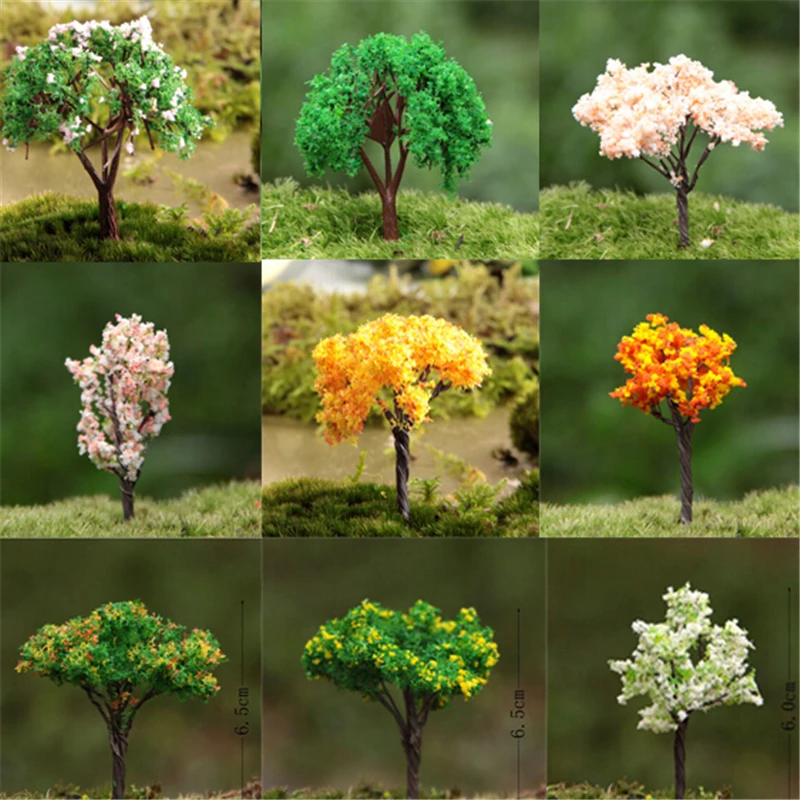 Искусственное дерево 3 шт. желтая миниатюрная Сакура милые маленькие растения