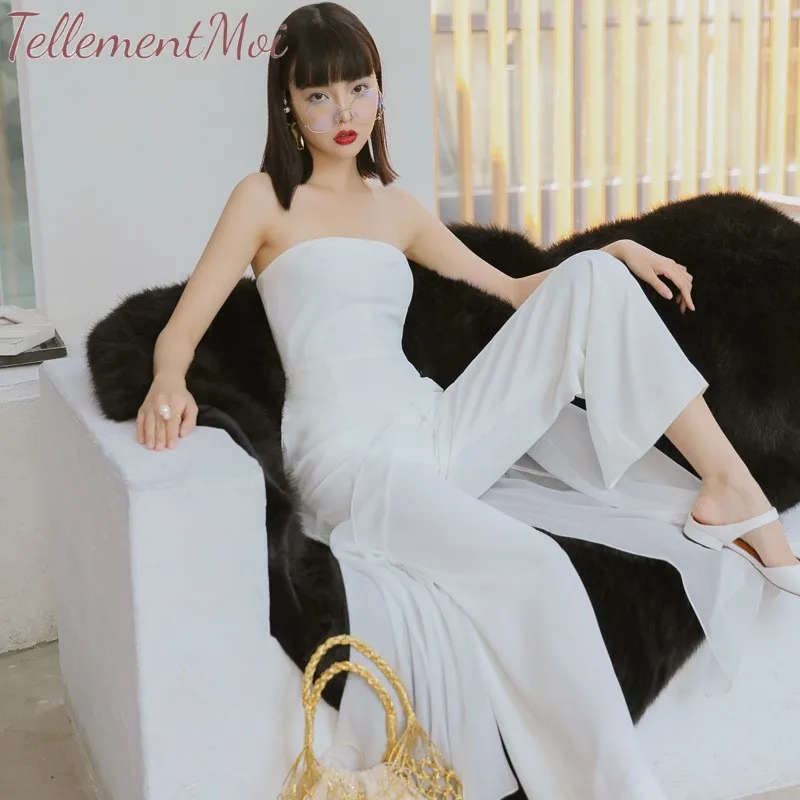 Bodycon Jumpsuit Women Elegant Wide Leg Off Shoulder High Waist Jumpsuits Solid One Piece Rompers Pants Celebrity Party Playsuit | Женская