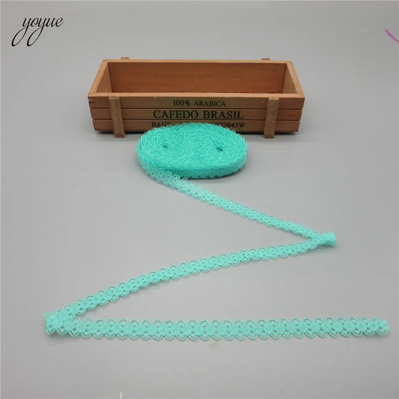 grass green Красивое 10 ярдов/партия кружево, лента, тесьма 14 мм качественная кружевная отделка DIY вышитое кружево для шитья украшения африканская кружевная ткань - Цвет: grass green