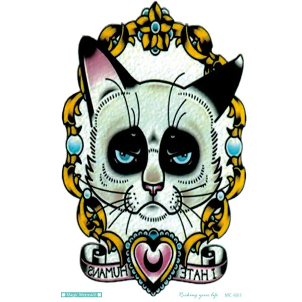 Сексуальная Encantador Lindo Gatos Arte капрал Tatuaje бразильская вспышка Del temperal A Prueba de agua 19*12