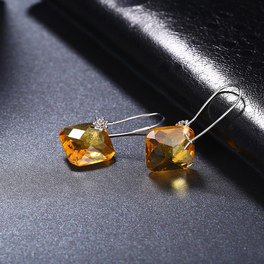 Aivtalk Fashion Austrian Crystal Women Earrings Champagne &amp Blue Color Square Stone Elegant Dangle Drop Hanging Earring for Gift |
