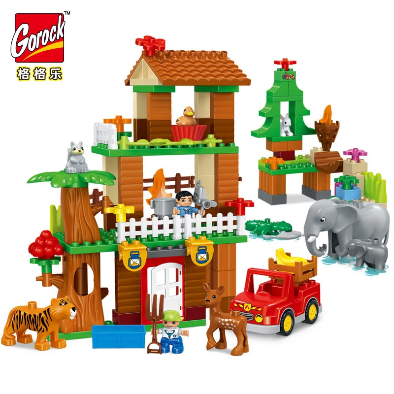 3 комплекта большой Duplo размер строительные блоки ферма животное крокодил слон