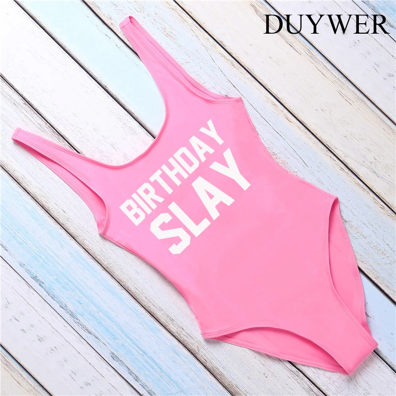 День рождения Slay боди Для женщин Купальники для малышек Одна деталь купальник 2018