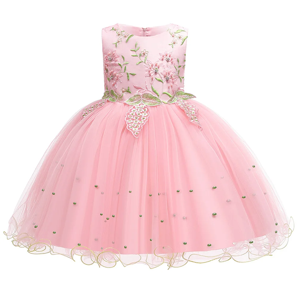 

Summer Tutu Dress For Girl Dresses Kids Clothes Wedding Event Flower Beading Girl Dress Birthday Party Costume Children Clothes