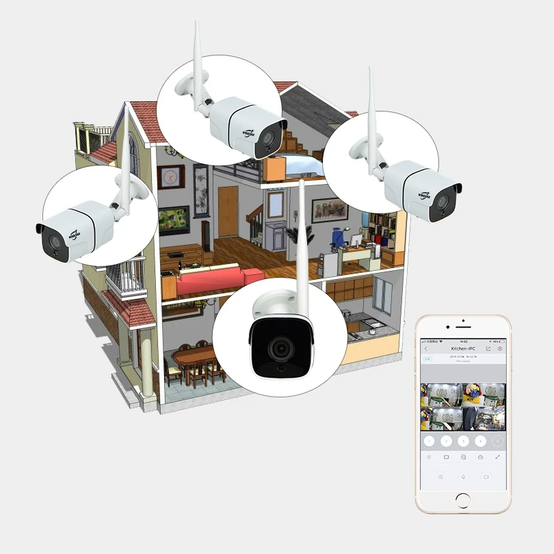 Wheezan CCTV камера безопасности WiFi 4MP HD видеонаблюдение беспроводная камера 1440P аудио домашний открытый ночное видение IP Cam