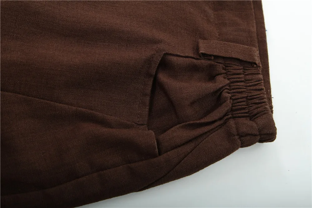 2021 New High Quality Black Men's Kung Fu Pant Straight Cotton Linen Trousers Casual Mid Waist Pants Size M L XL XXL XXXL MQ009 | Мужская