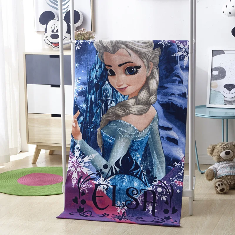 

Disney cotton bath towel Children cartoon Mickey Mouse Frozen Elsa Spiderman Sofia Cars Kids Boy and girl Soft large beach towel