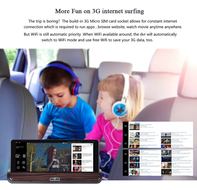 Cemicen Full HD 1080P " ips 3g Wifi Автомобильный видеорегистратор Dash камера Android 5,0 gps навигация видео рекордер Bluetooth двойной объектив видеорегистратор