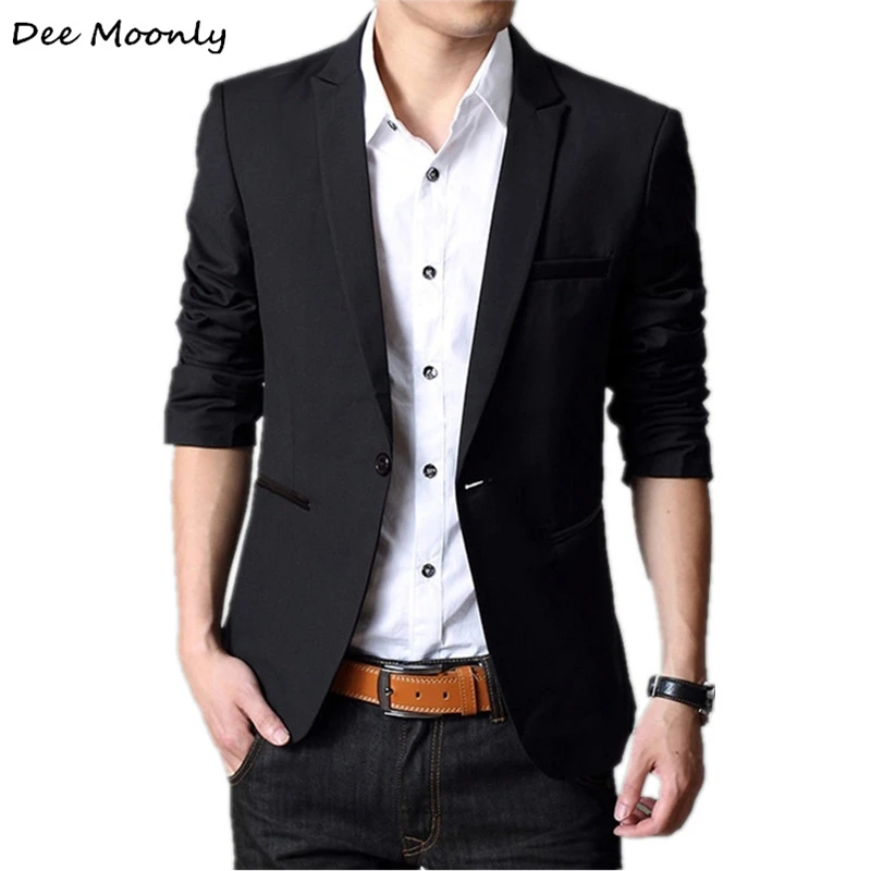 DEE MOONLY 2018 Мужская мода плюс размер деловой приталенный пиджак костюмы Мужской