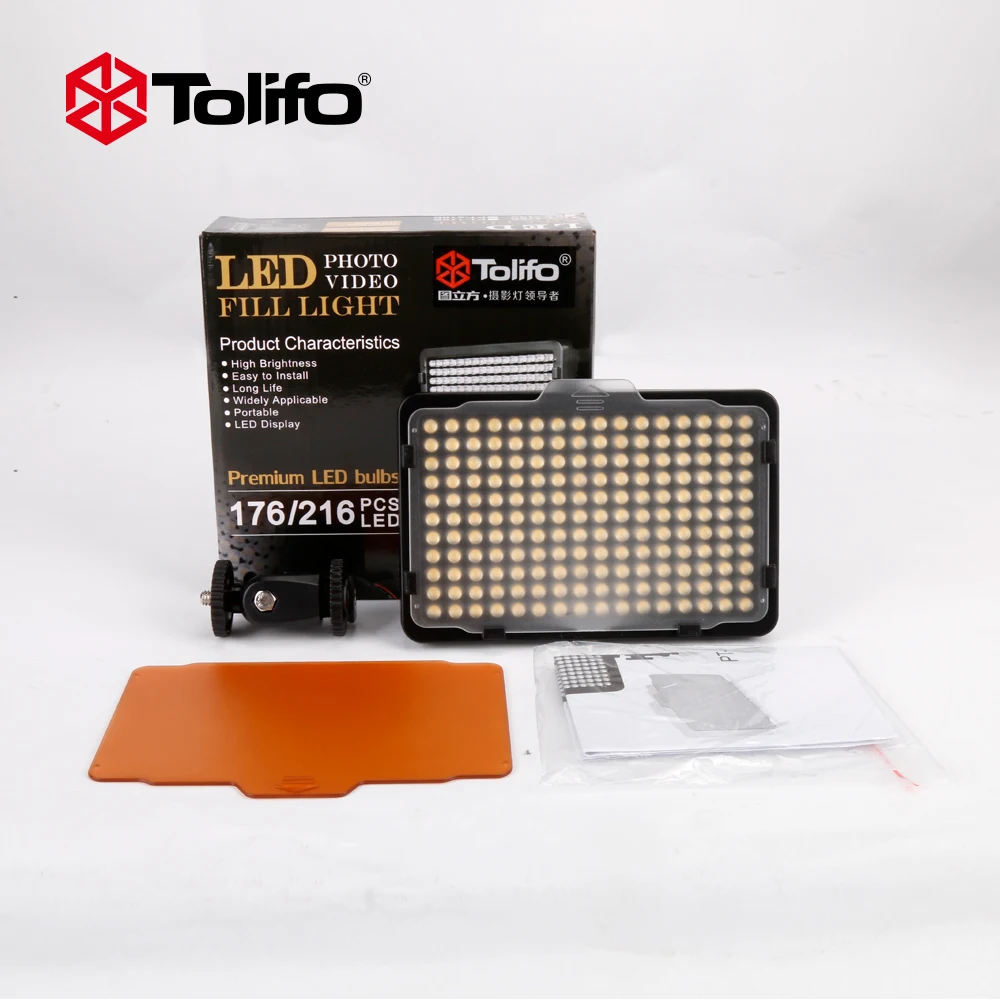 

Tolifo PT-216S 216 pcs Ultra Thin Bright Daylight LED Video Light with Dimmable Brightness for Camera and Camcorder