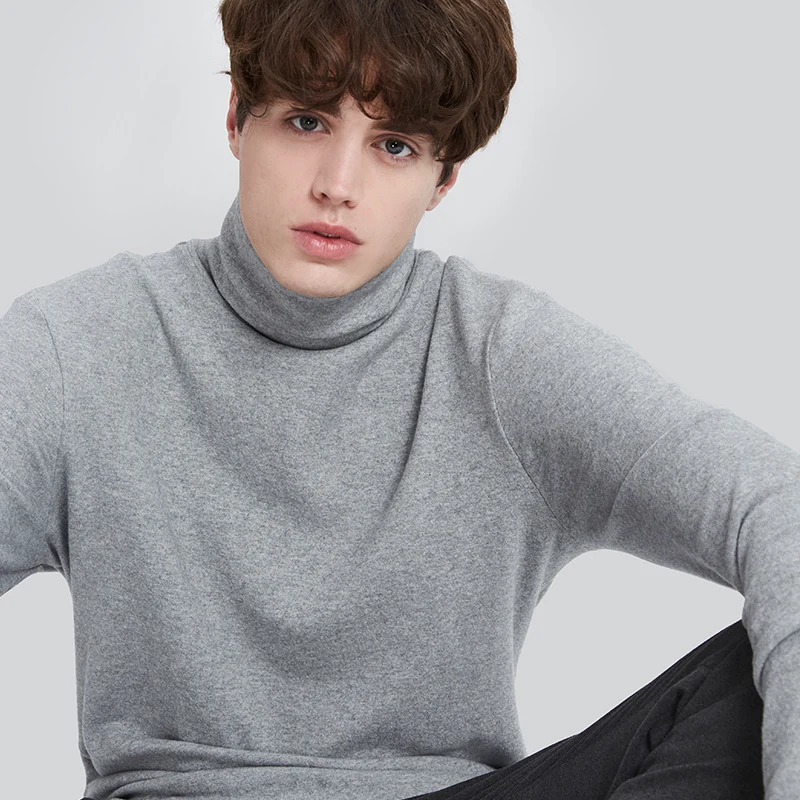 Футболка мужская с длинным рукавом и воротником хомутом на осень/зиму|long sleeve