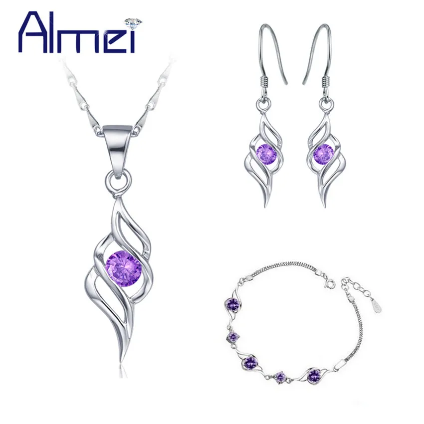 Almei Bojoux Цветочный браслет модное фиолетовое ожерелье серьги для свадьбы женские