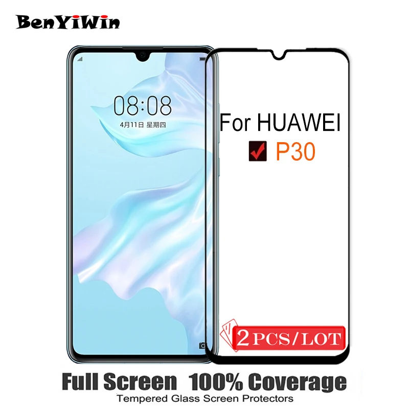 2 шт оригинал полное покрытие защита для экрана из закаленного стекла Huawei P30 с