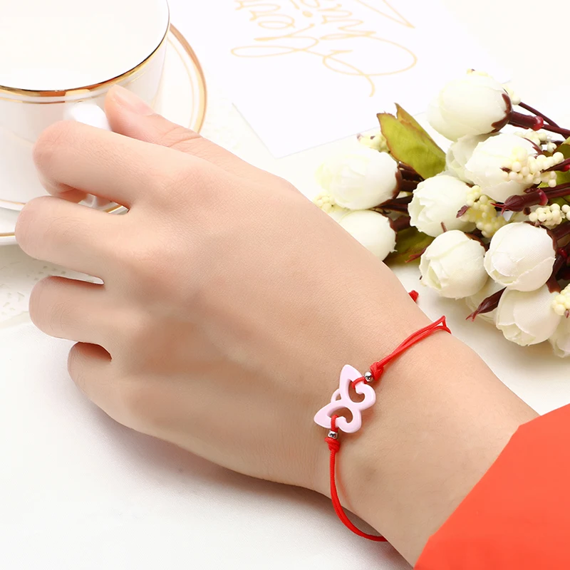 Керамические браслеты на удачу с Красной веревкой 2 шт./лот черный Регулируемый