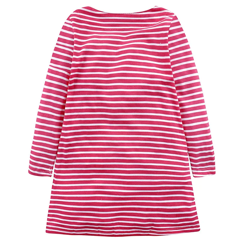 2-7 Years Little Girls Dresses Animals Appliques Pattern Long Sleeve Spring Autumn Clothes Kids Girl Stripe A Line Dress | Детская