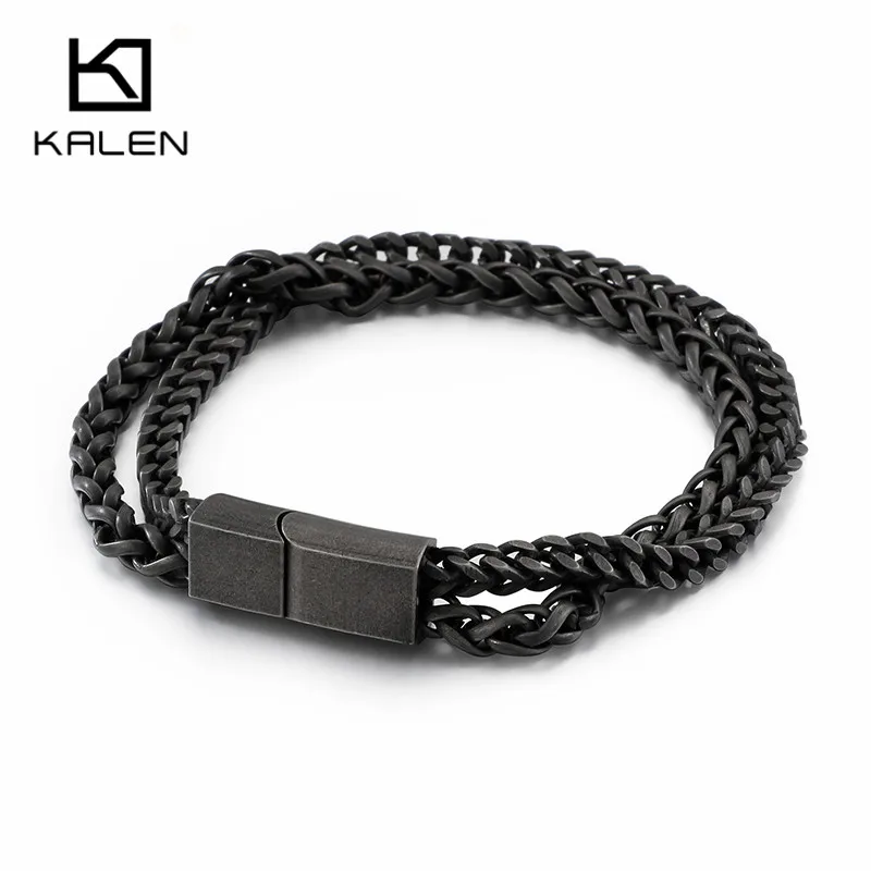 KALEN 21 см нержавеющая сталь болгарийский Золотой двухслойный браслет цепочка для