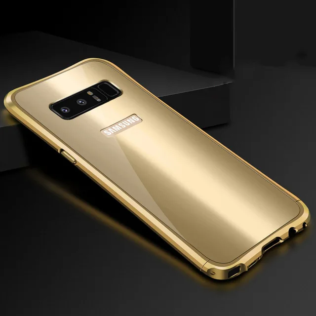 Для samsung Galaxy S8 S9 Note 8 чехол из алюминиевого сплава с металлической рамкой+ акриловая задняя крышка для samsung note8 9 чехол s - Цвет: GOLD