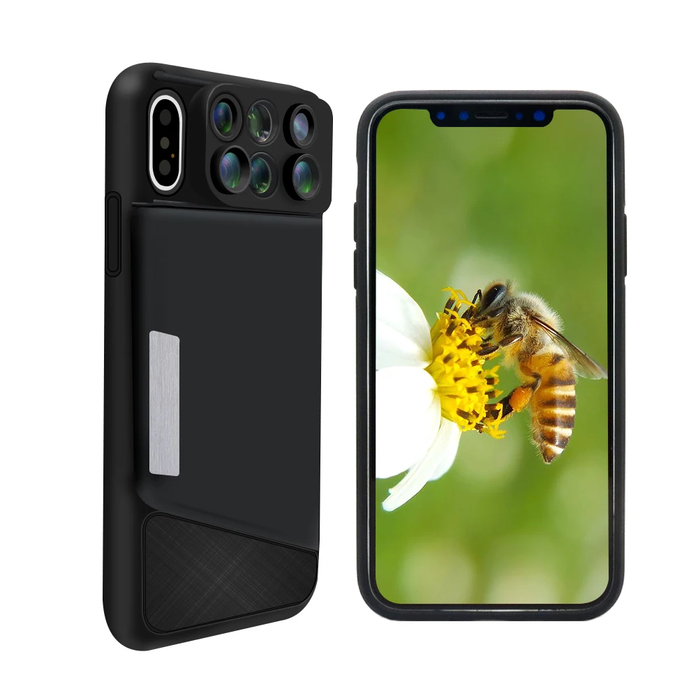 Двойной объектив камеры для iPhone X XS Max чехол рыбий глаз Широкоугольный макро объектив для iPhone XS Max чехол для объектива телескопа 6 в 1