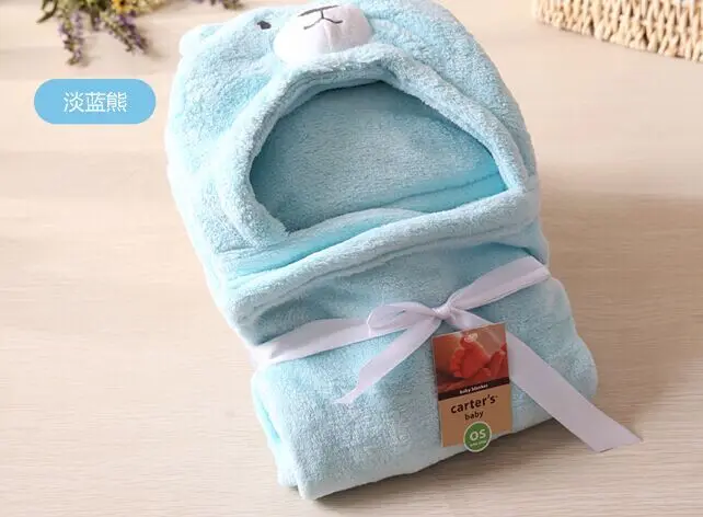 blue bear Одеяло для новорожденного с капюшоном животных/детское банное полотенце/детский банный халат Плащ прекрасный мягкий спальный trq0005 - Цвет: blue bear