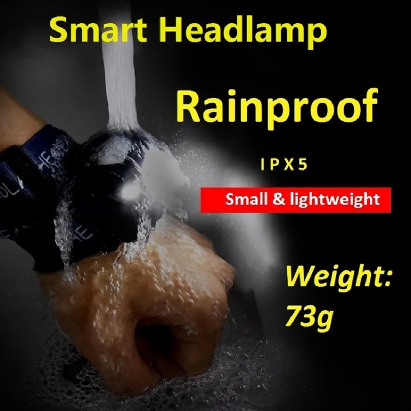 Светодиодный налобный фонарь с датчиком движения 5000лм USB перезаряжаемая