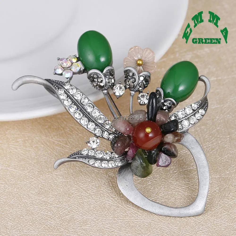 Цветочные булавки для девочек Элегантная Брошь в виде букета из агатого камня