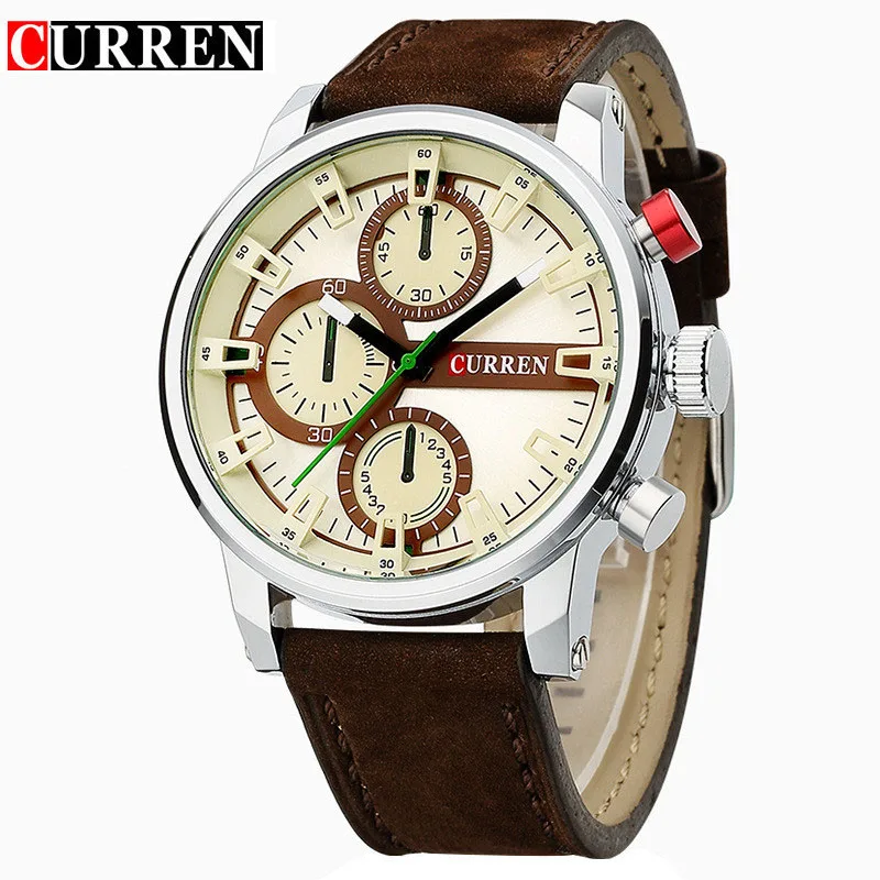 Curren новые мужские часы военные кожаные Наручные кварцевые спортивные relogio masculino