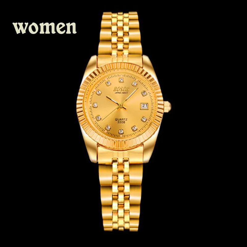 women gold BOSCK модные парные наручные часы для мужчин s золотые Роскошные брендовые ЖЕНСКИЕ НАРЯДНЫЕ часы Reloj часы для мужчин Relogios Masculinos - Цвет: women gold