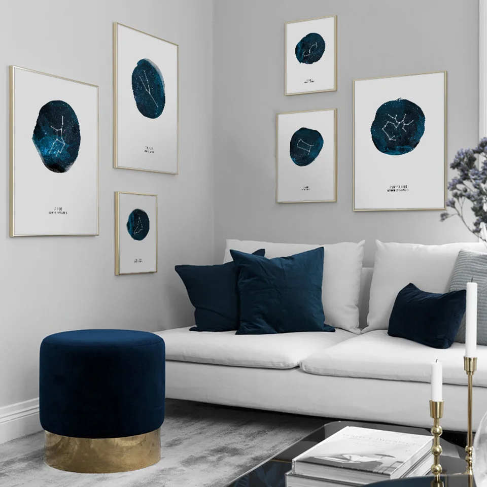Canvas Pictures Home Decor Nordic Style Creative Constellation Painting Modern Wall Art Prints Poster Hotel Modular Living Room | Дом и сад
