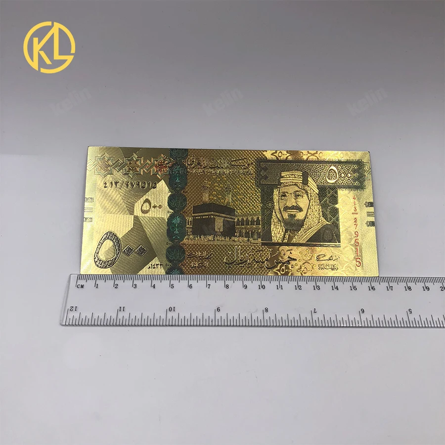 Лидер продаж, 10 шт./партия, подарок Саудовской Аравии, 500 риялов, 24 K банкнота из золотой фольги для игр и продвижения коллекции