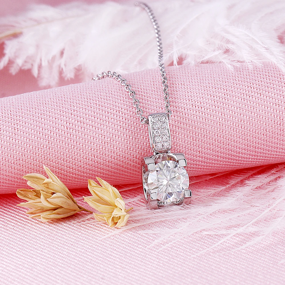 Женское ожерелье с подвеской DovEggs из стерлингового серебра 925 пробы Moissanite Center 1ct 6 5