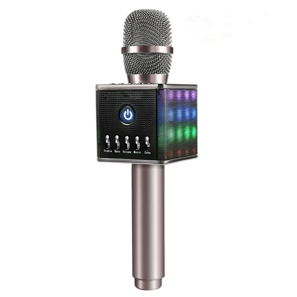Excelvan караоке микрофон Беспроводные динамики и микрофон с Bluetooth модулем со светодиодный подсветкой адаптируется для iOS Android PC Smart tv Home K tv