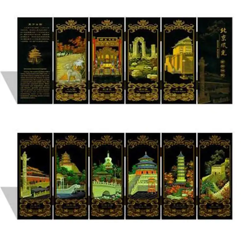 Мини Складные экраны 6 соединенных панелей декоративная картина по дереву Byobu