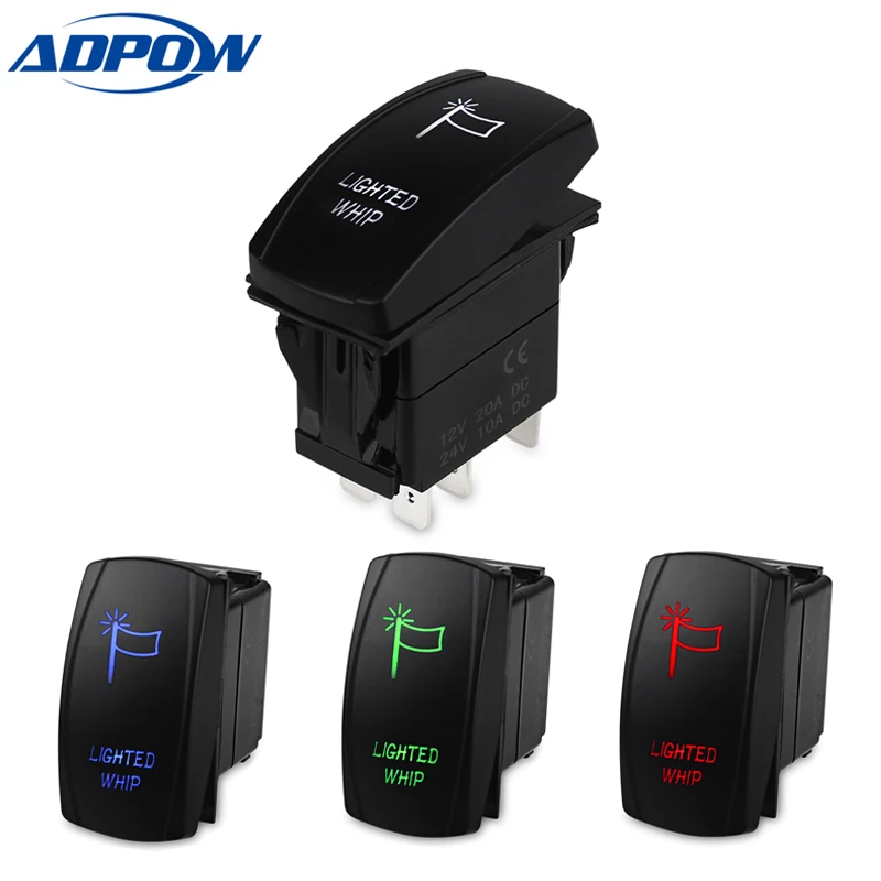 Автомобильный переключатель ADPOW 5pin с подсветкой для лодок и грузовиков