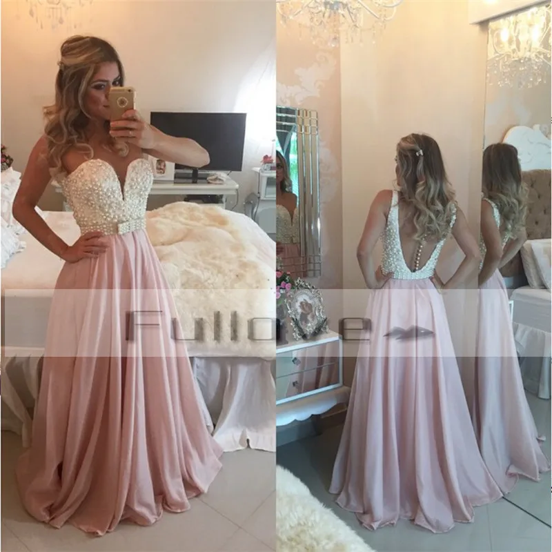 Изумительное розовое длинное платье для выпускного вечера из бисера и пояса с