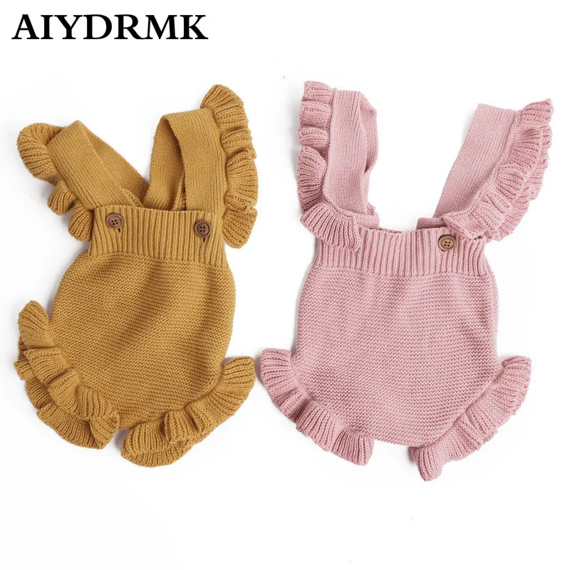 Трикотажная одежда для маленьких девочек Детский комбинезон с оборками