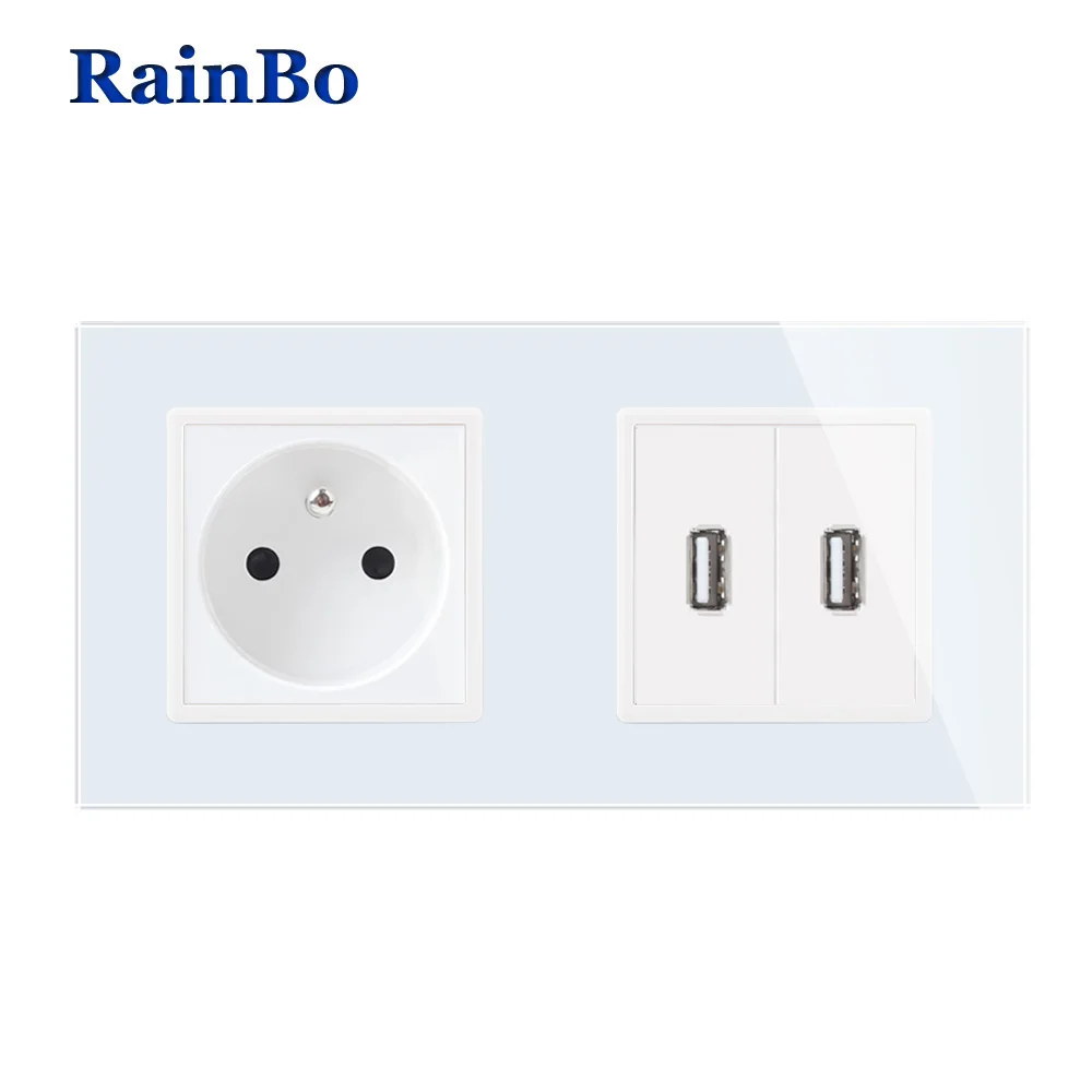 RainBo Франция-Стандартный блок питания + usb-разъем USB-розетка стеклянная-панель не