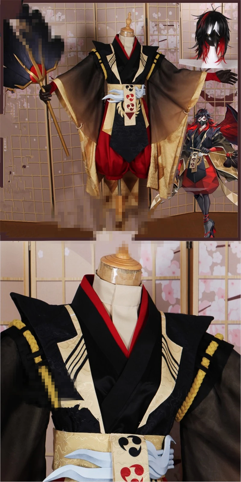 Индивидуальный размер игры Cos Onmyoji Tengou собака черный перо косплэй костюм костюмы на Хэллоуин японское кимоно мужской наряды