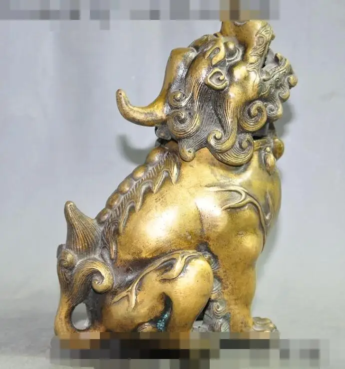 SCY S00476 chinese buddhism bronze animal foo dog lion beast statue incense burner Censer B0403 | Дом и сад