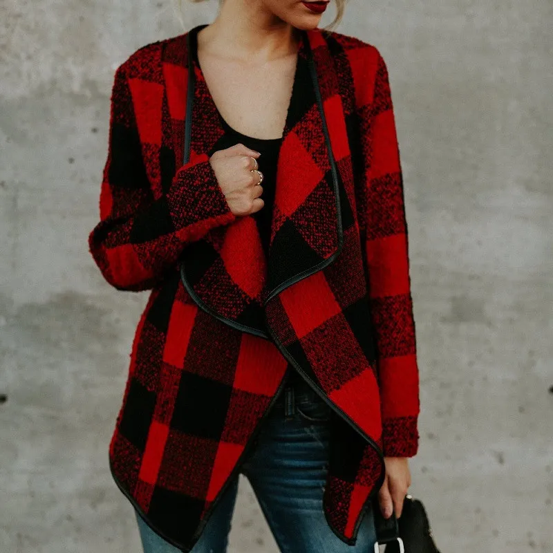 2017 Высокое качество плед зимняя куртка Для женщин пальто новая мода осень