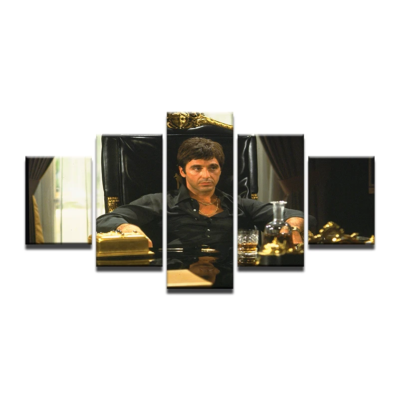 Холст книги по искусству кинозвезда Al Pacino в Тони Монтана Scarface картина 5 шт. настенная живопись кафе бар Домашний декор с рамкой