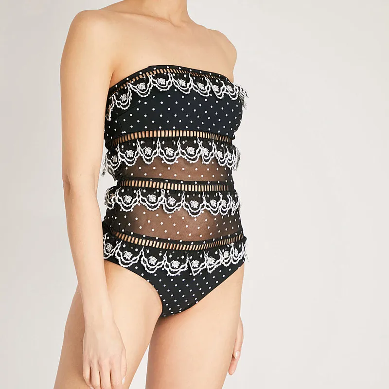 

Swimsuit Female Bather Swimsuits Fused May Trikinis Women Bikini 2019 Woman New Heavy Industry Lace Light Luxury Sexy Cover