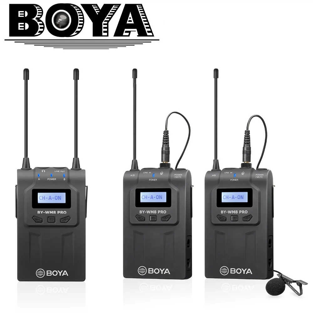 BOYA BY WM8 UHF двухканальный петличный беспроводной микрофон с ЖК экраном для камеры