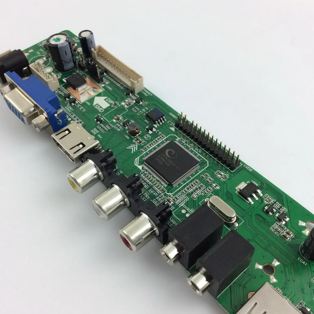 V56 Универсальный ЖК ТВ контроллер драйвер платы PC/VGA/HDMI/USB + адаптер питания ЕС