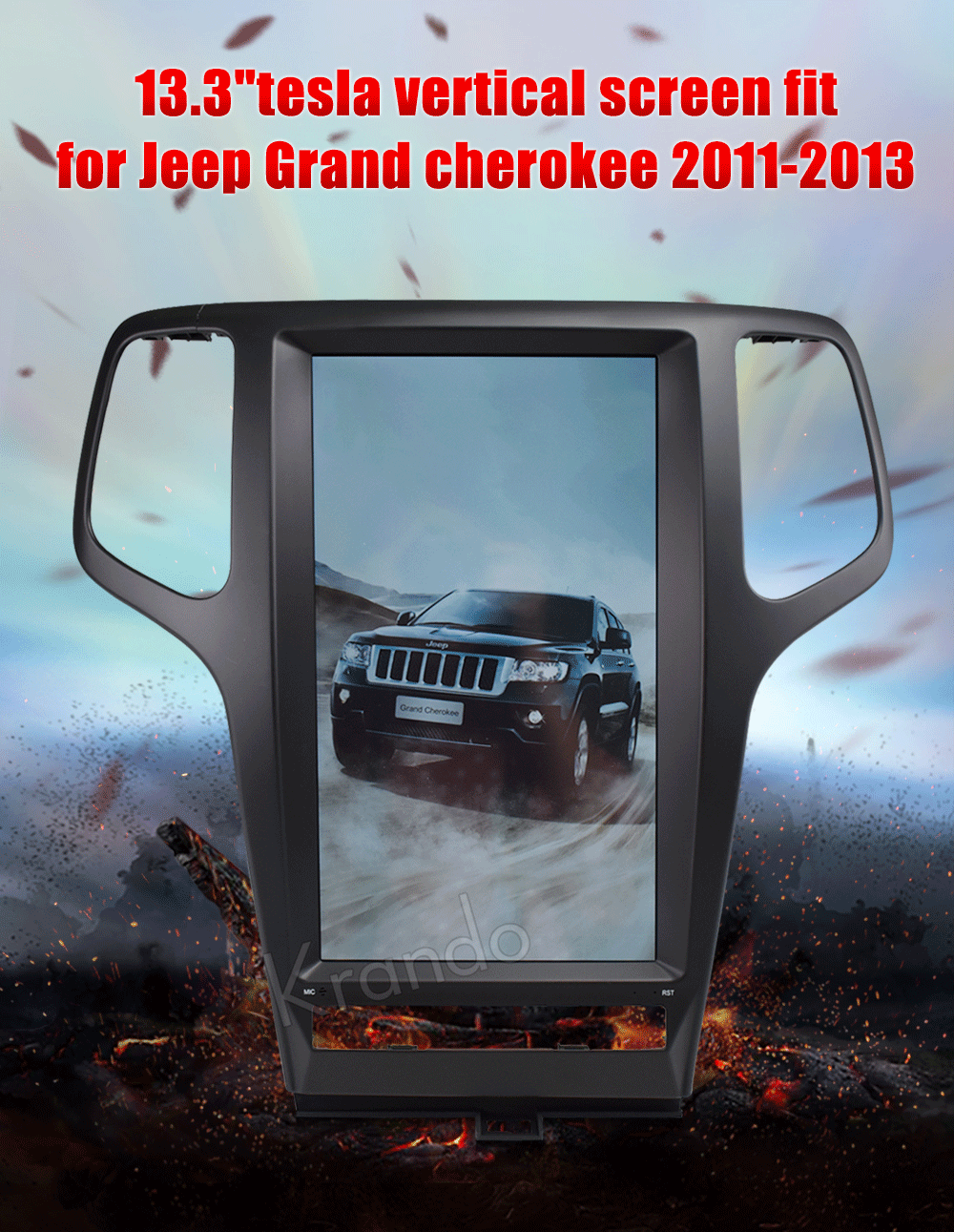 Krando Android 8,1 13," Tesla вертикальный экран автомобиля радио gps навигация для 2011-2013 JEEP Cherokee мультимедийная система wifi