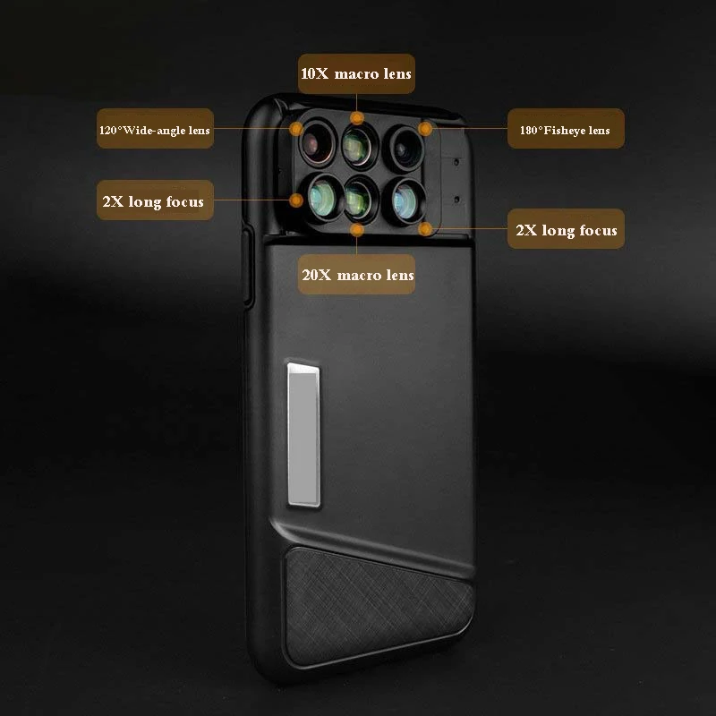 Новый объектив для iPhone XS Max с двойной камерой 6 в 1 Широкоугольный макро рыбий глаз
