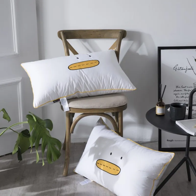 ADQKCLY Cute Duck Pattern Neck Pillow 100% Cotton Fabric Softness Cushion for Bedroom Adults 48*74cm Easy Washable 1PC | Дом и сад