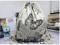 new summer butterfly canvas drawstring backpack super thick encryption canvas pocket softback shoulders draw string shopping bag