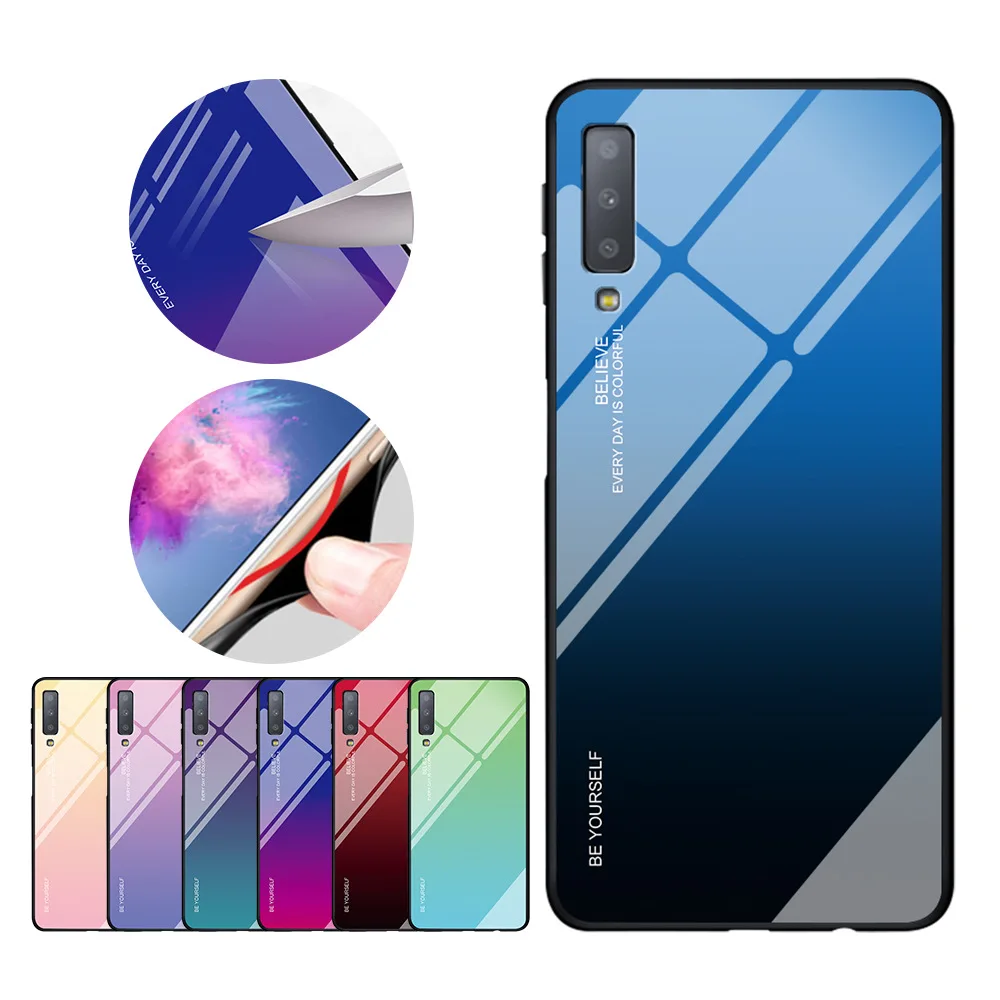 Чехол для телефона Samsung Galaxy A7 2018 Cool Symphony Двойной градиент цвета стеклянный чехол