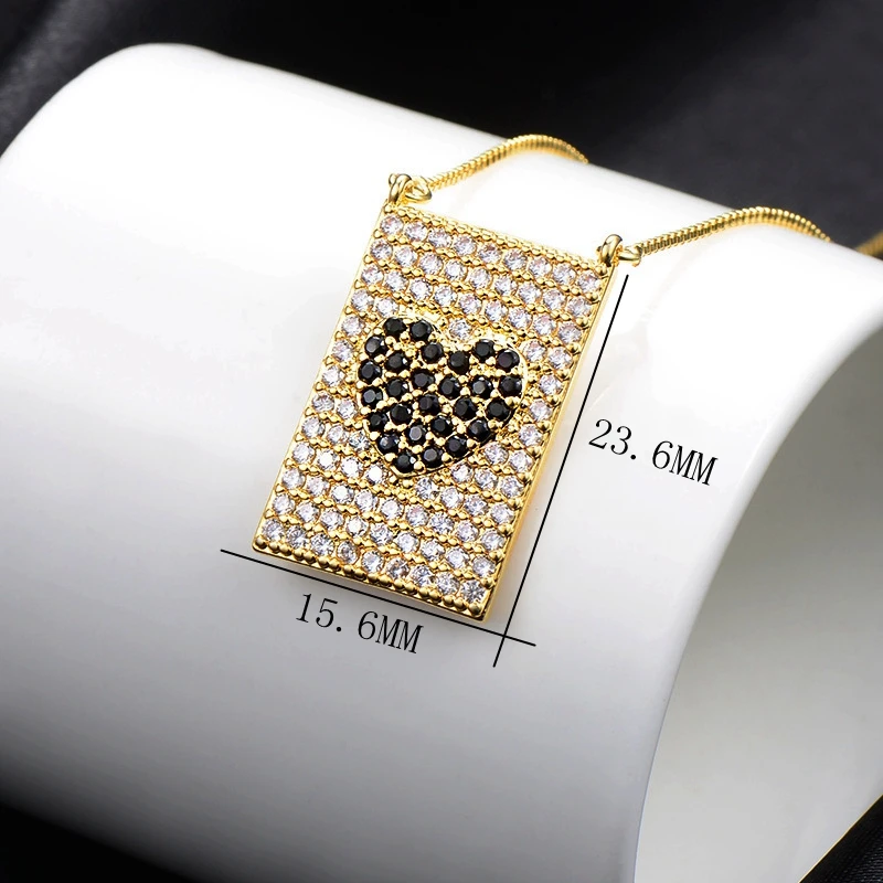 Multicolor Cubic Zirconia Pendant Necklace Love Heart Geometric Rectangle Necklaces For Women Fashion Party Jewelry accessories | Украшения